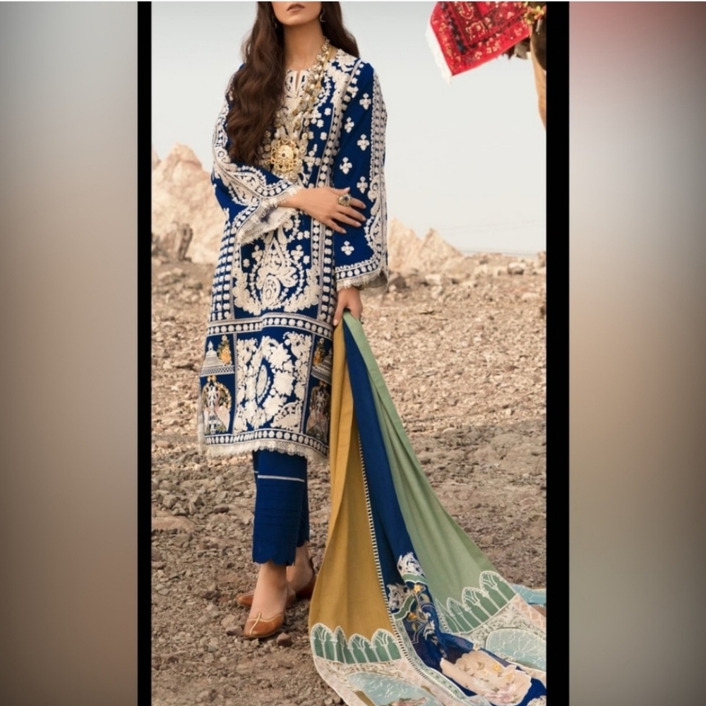 Designer Saira Shakira x Crimson 3Pc Outfit Kurta Pants Shawl S